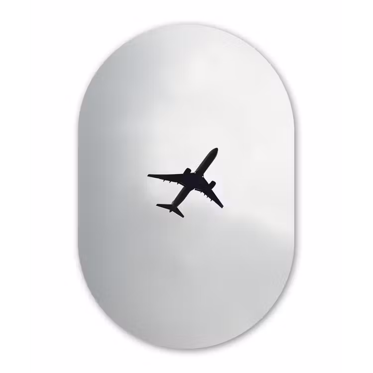 Minimalistisch - Silhouet - Zwart - Vliegtuig Wandcirkel Ovaal Forex klein -3d