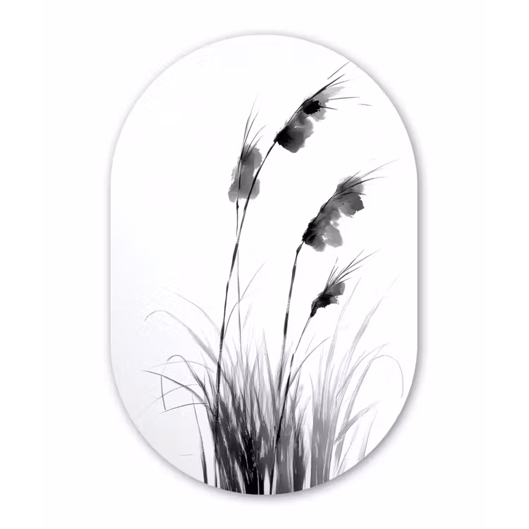 Minimalistisch - Stelen - Wit Wandcirkel Ovaal Forex klein -3d