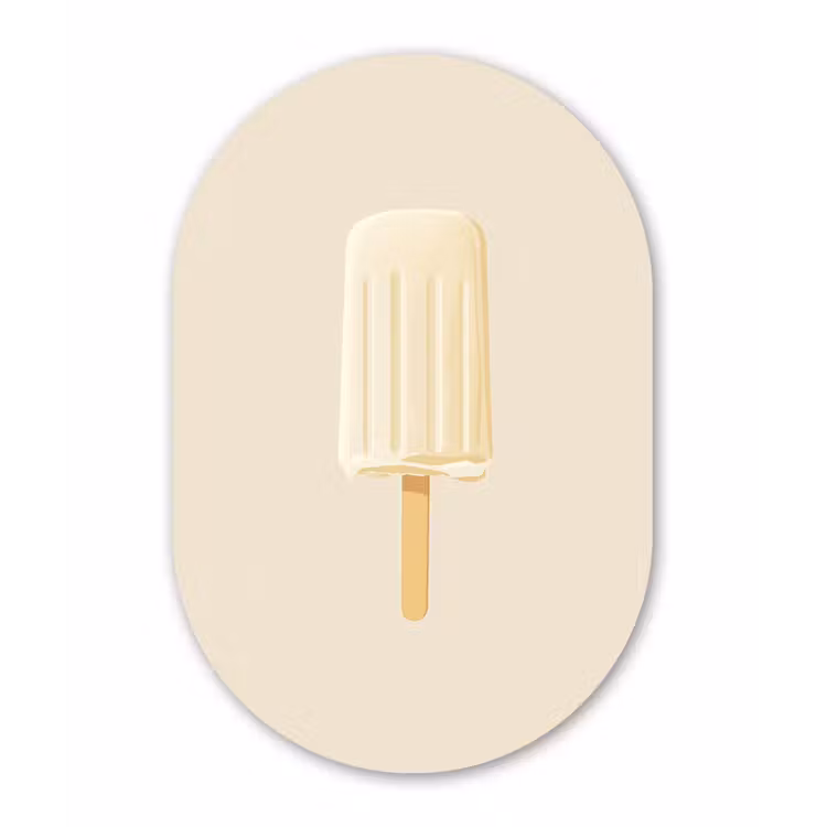 Minimalistisch - Waterijsje - Stokje - Beige Wandcirkel Ovaal Forex klein -3d