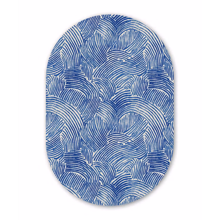 Modern - Abstract - Blauw Wandcirkel Ovaal Forex klein 630 -3d