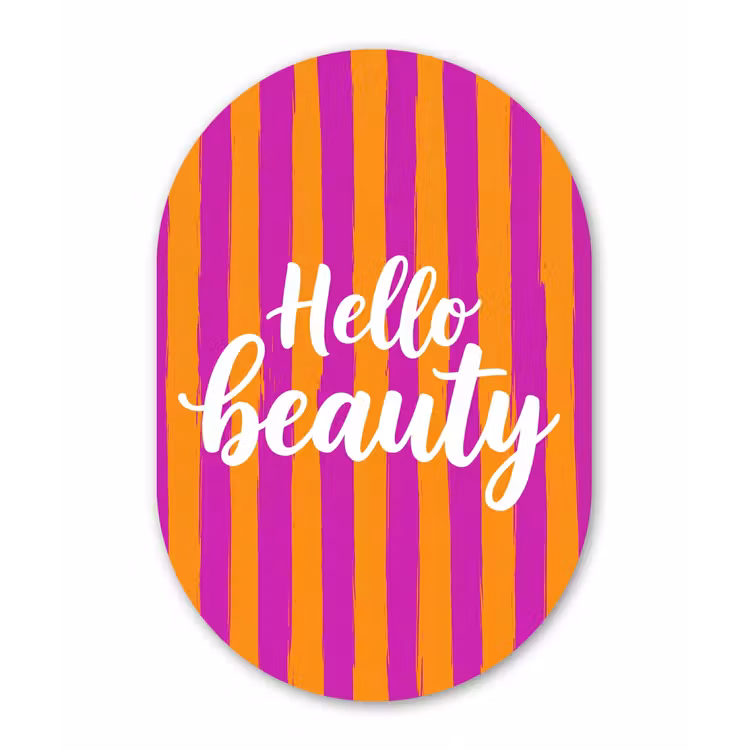 Modern - Hello - Oranje Wandcirkel Ovaal Forex klein -3d