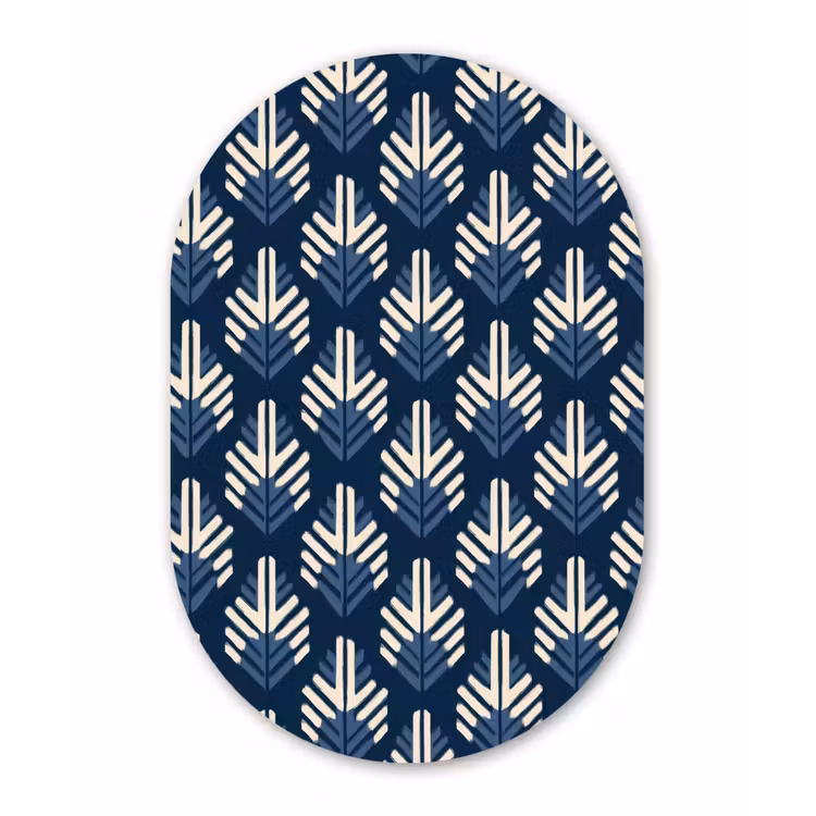 Modern - Patroon - Blauw Wandcirkel Ovaal Forex klein 630 -3d