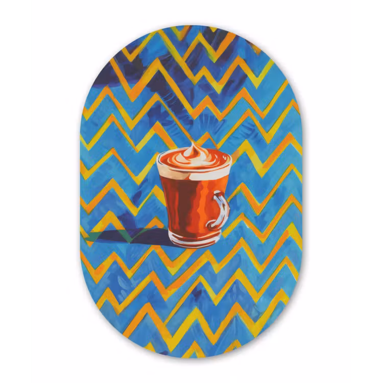 Mok - Koffie - Zigzag - Slagroom Wandcirkel Ovaal Forex klein -3d