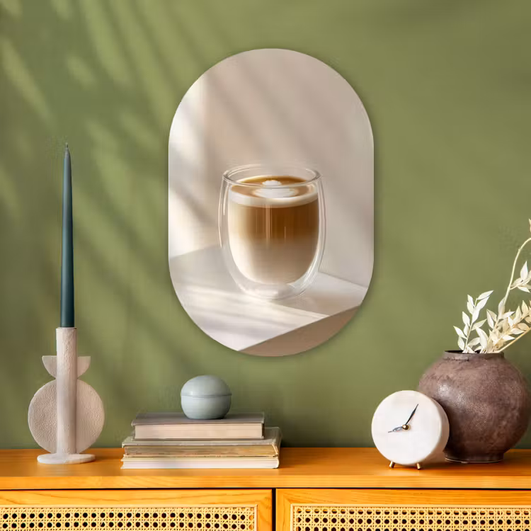 Mok - Latte - Minimalistisch - Schaduw Wandcirkel Ovaal Forex klein -sfeer2