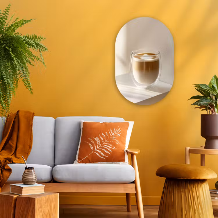 Mok - Latte - Minimalistisch - Schaduw Wandcirkel Ovaal Forex klein -sfeer4