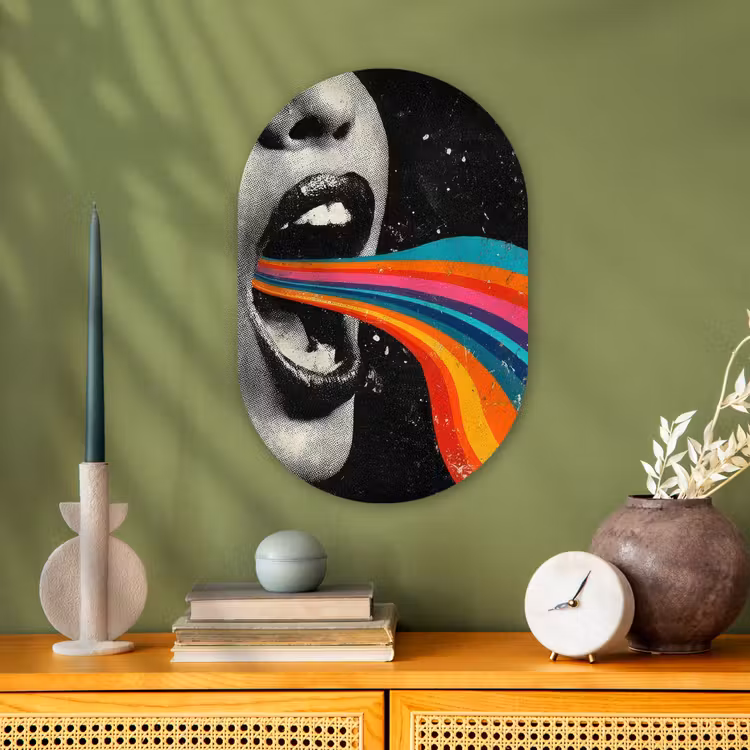 Mond - Golven - Regenboog Wandcirkel Ovaal Forex klein -sfeer2