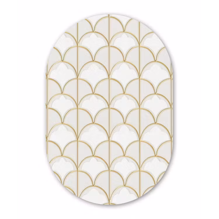 Mozaïek - Bogen - Goud Wandcirkel Ovaal Forex klein 630 -3d