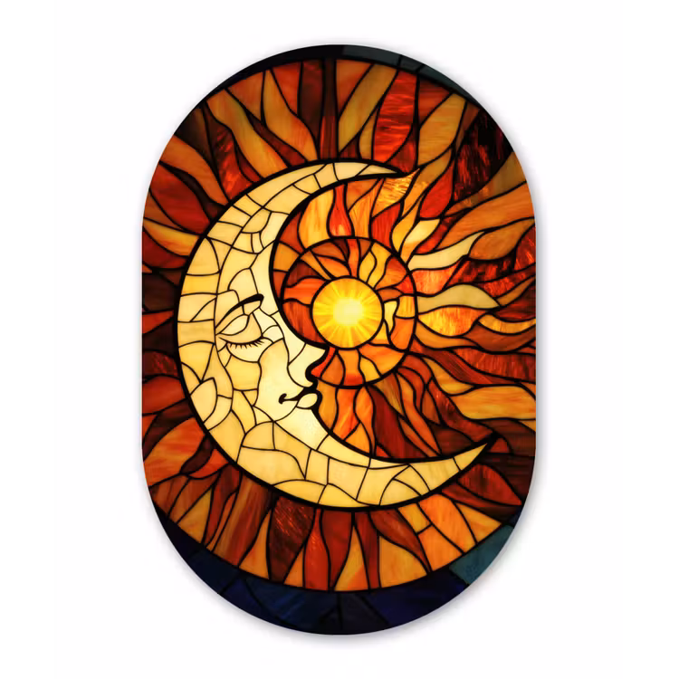 Mozaïek - Glas - Maan - Donkerblauw Wandcirkel Ovaal Forex klein -3d