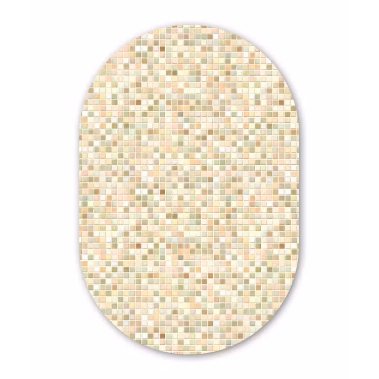 Mozaïek - Patroon - Beige Wandcirkel Ovaal Forex klein 630 -3d