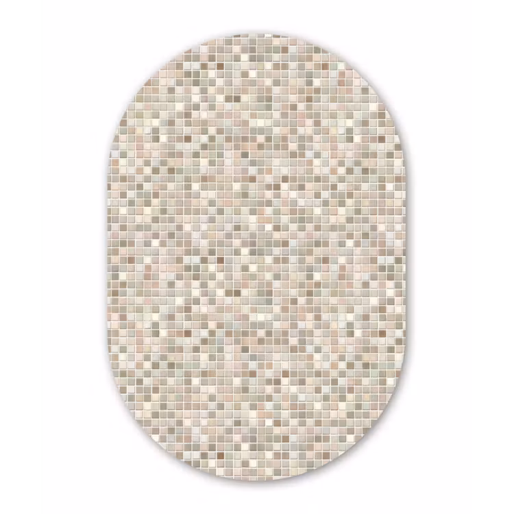 Mozaïek - Patroon- Taupe Wandcirkel Ovaal Forex klein 630 -3d