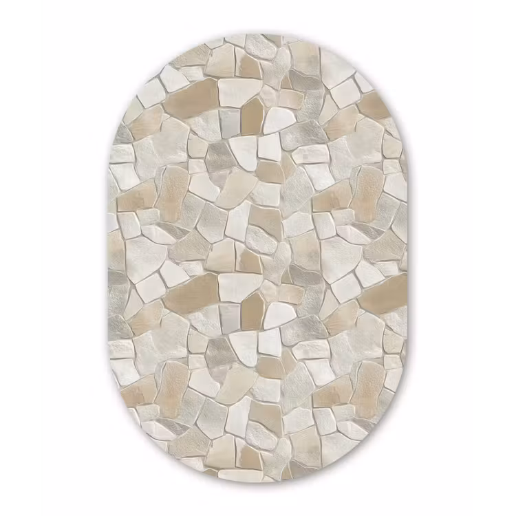 Mozaïek - Stenen - Beige Wandcirkel Ovaal Forex klein 630 -3d