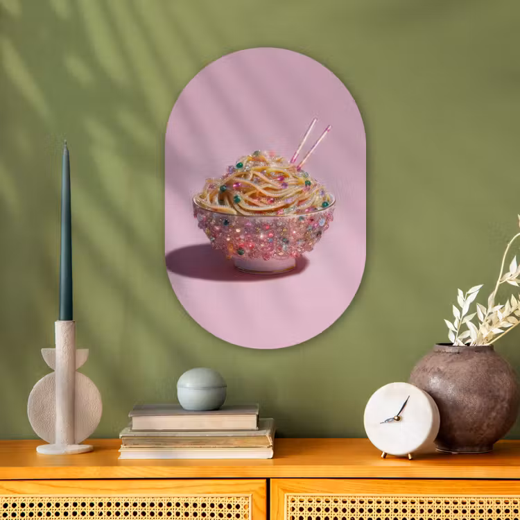 Noodles - Edelstenen - Stokjes - Roze Wandcirkel Ovaal Forex klein -sfeer2