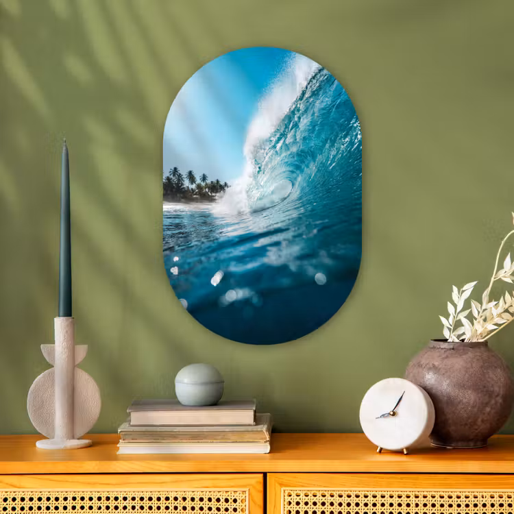 Oceaan - Golf - Strand - Natuur - Blauw Wandcirkel Ovaal Forex klein -sfeer2