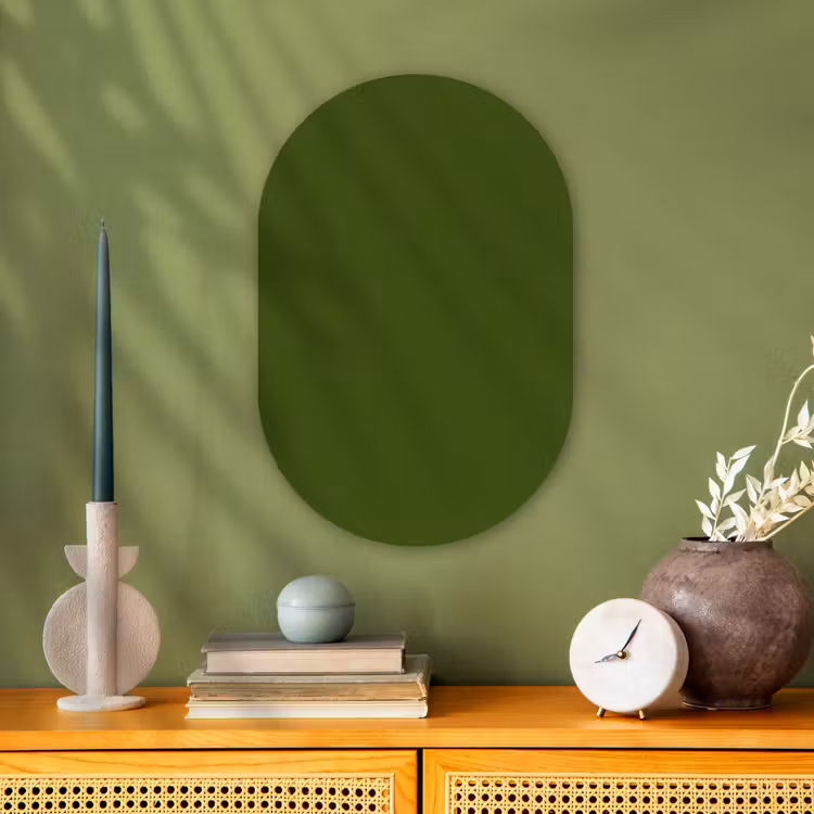 Olive - Drab - Groen Wandcirkel Ovaal Forex klein 630 -sfeer2