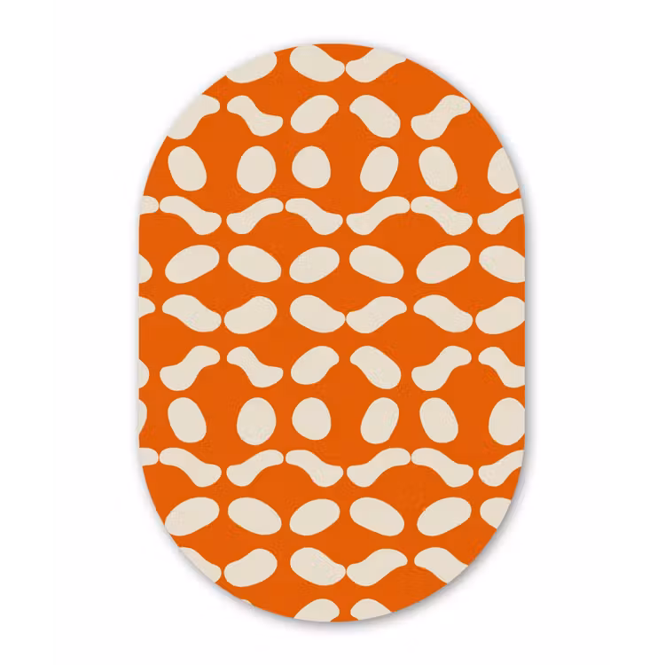 Oranje - Organische vormen - Wit Wandcirkel Ovaal Forex klein 630 -3d