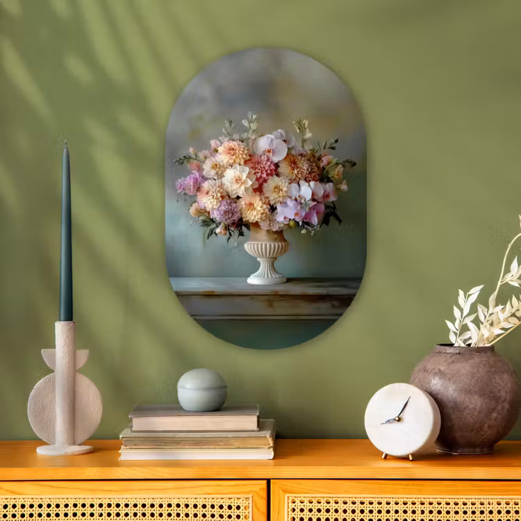 Orchidee - Boeket - Vaas - Bloemen Wandcirkel Ovaal Forex klein -sfeer2