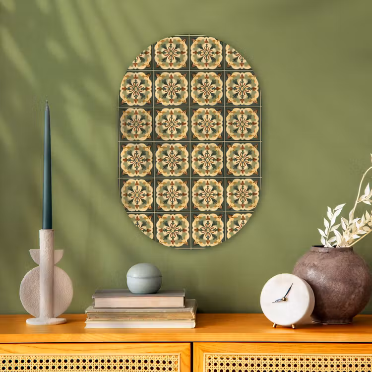 Ornament - Patroon - Groen Wandcirkel Ovaal Forex klein 630 -sfeer2