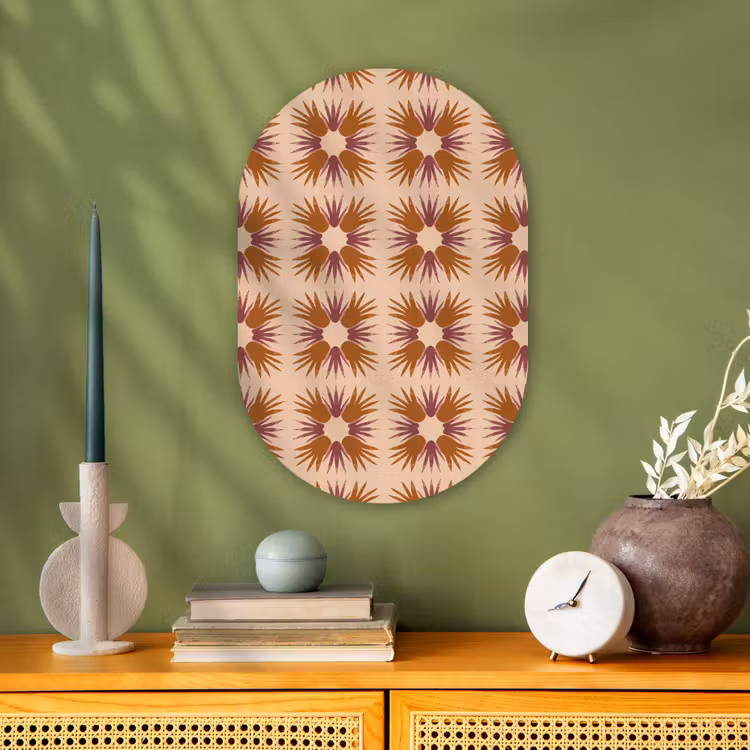 Ornament - Patroon - Oker Wandcirkel Ovaal Forex klein 630 -sfeer2
