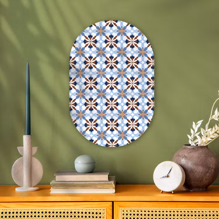 Ornament - Tegel - Kleurrijk Wandcirkel Ovaal Forex klein 630 -sfeer2