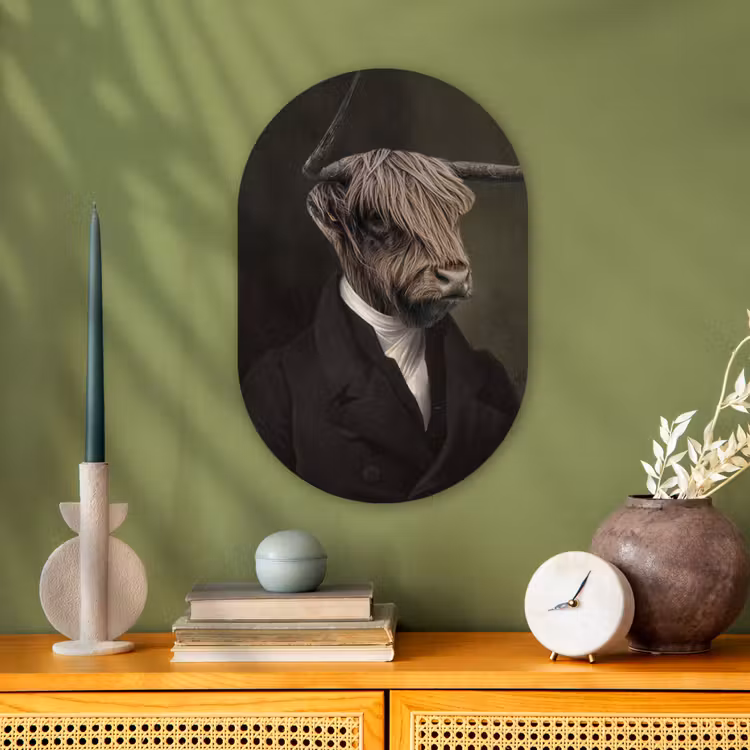 Oude Meesters - Schotse Hooglander - Dieren Wandcirkel Ovaal Forex klein -sfeer2