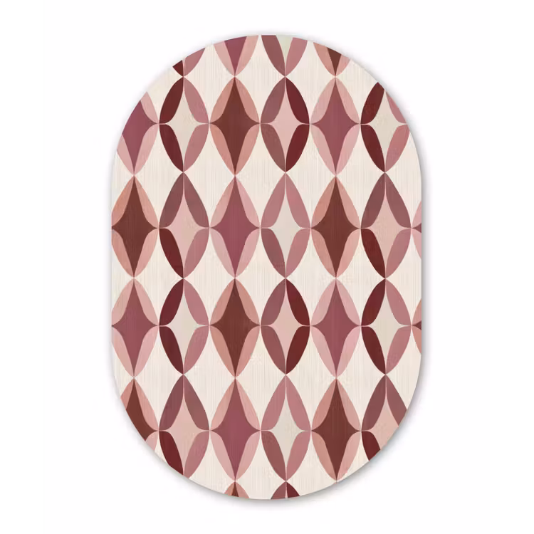 Ovaal - Textuur - Roze Wandcirkel Ovaal Forex klein 630 -3d