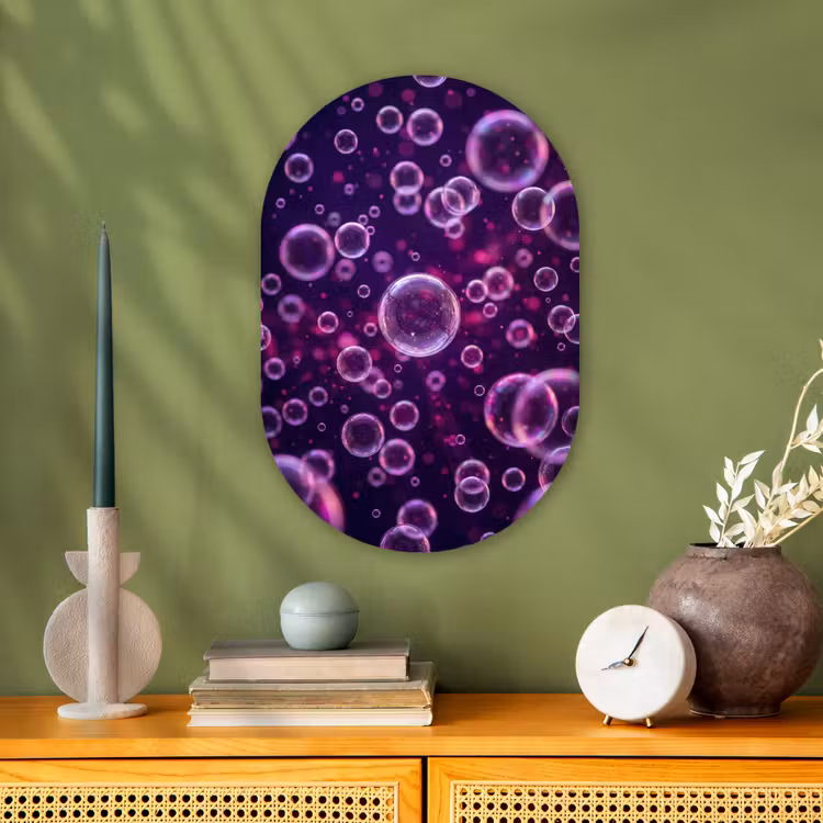 Paars - Bubbels - Schuim Wandcirkel Ovaal Forex klein -sfeer2