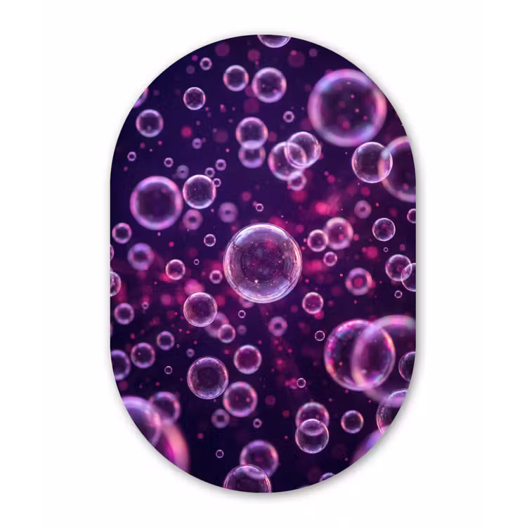 Paars - Bubbels - Schuim Wandcirkel Ovaal Forex klein -3d