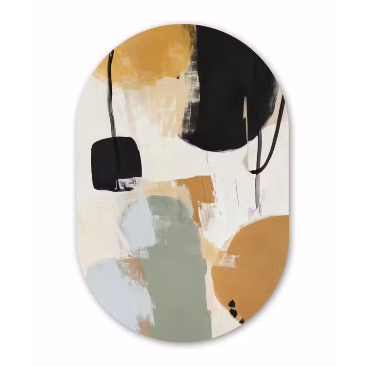 Paint - Abstract - Kleuren Wandcirkel Ovaal Forex klein -3d