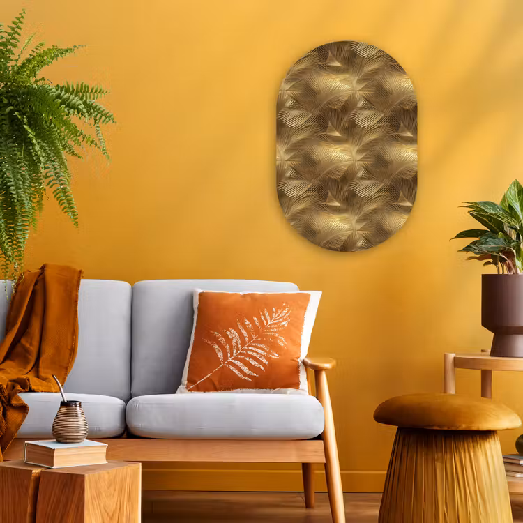 Palm - Waaier - Goud Wandcirkel Ovaal Forex klein 630 -sfeer4