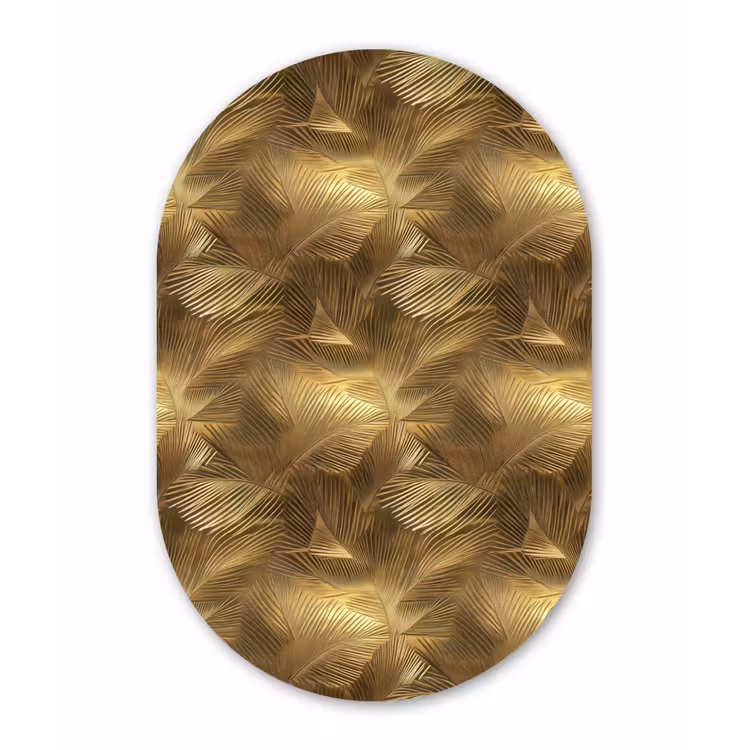 Palm - Waaier - Goud Wandcirkel Ovaal Forex klein 630 -3d