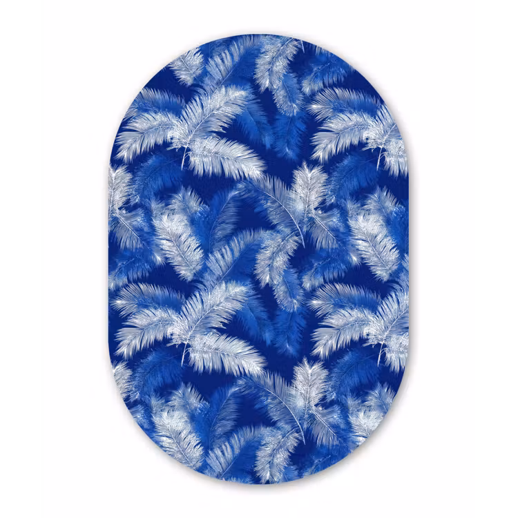 Palmblad - Patroon - Blauw Wandcirkel Ovaal Forex klein 630 -3d
