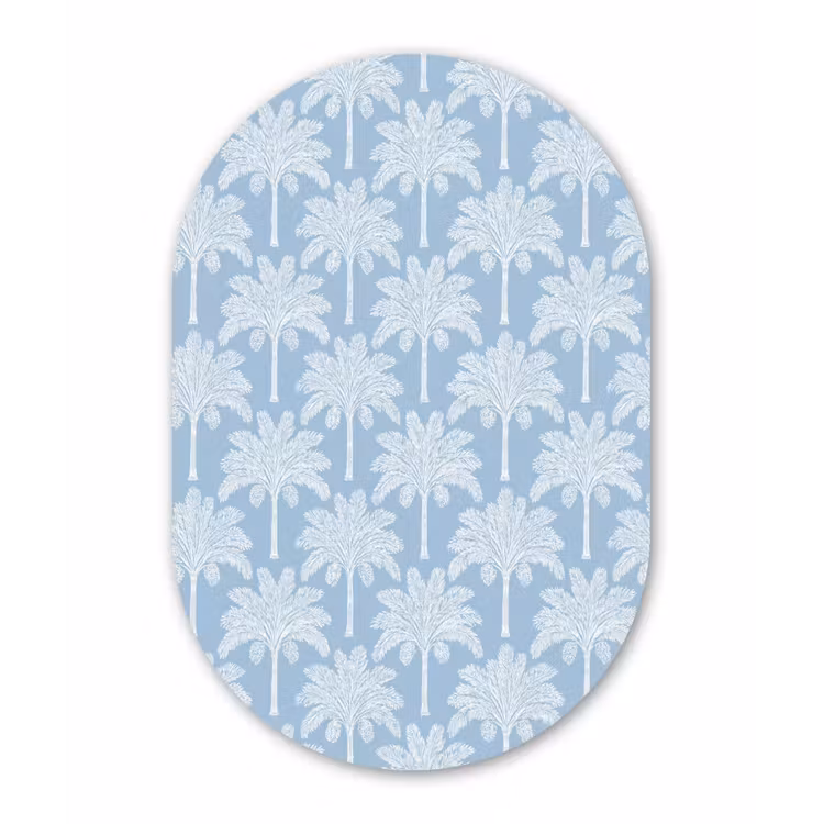Palmboom - Modern - Blauw Wandcirkel Ovaal Forex klein 630 -3d