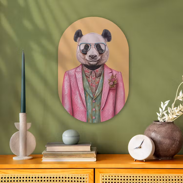 Panda - Pak - Zonnebril - Blauw Wandcirkel Ovaal Forex klein -sfeer2