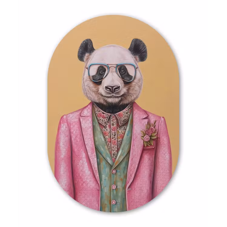 Panda - Pak - Zonnebril - Blauw Wandcirkel Ovaal Forex klein -3d