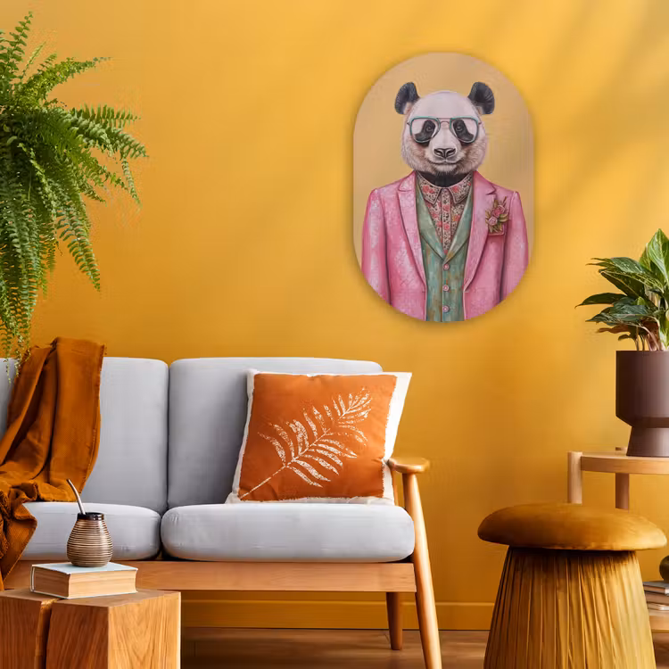 Panda - Pak - Zonnebril - Blauw Wandcirkel Ovaal Forex klein -sfeer4