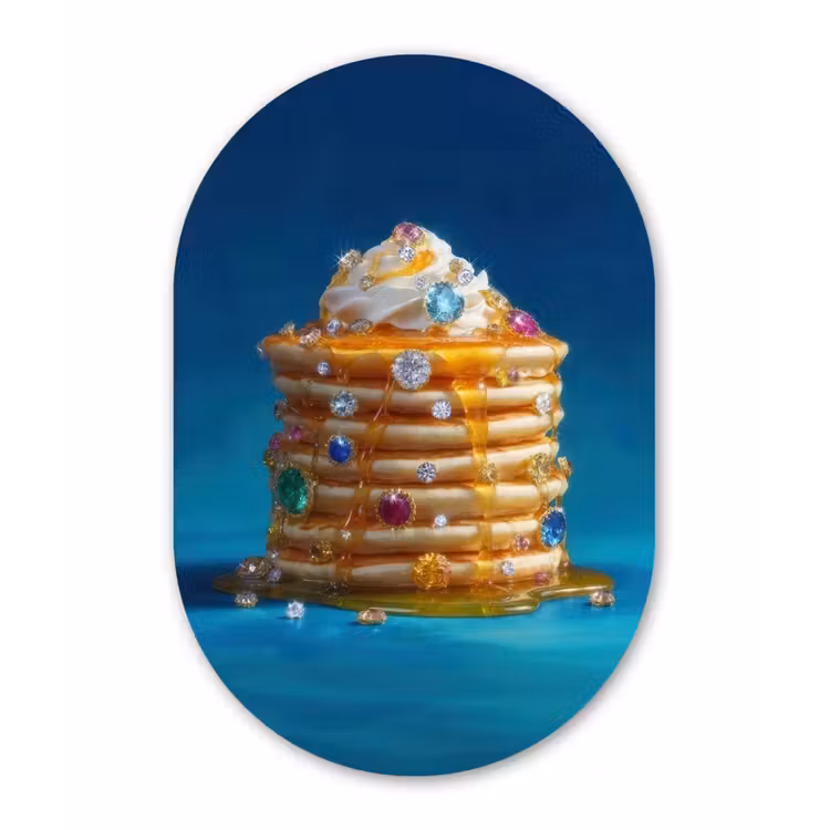 Pannenkoeken - Steentjes - Glitter - Slagroom Wandcirkel Ovaal Forex klein -3d