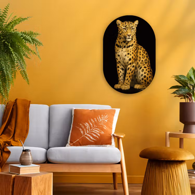 Panter - Realistisch - Bruin Wandcirkel Ovaal Forex klein -sfeer4