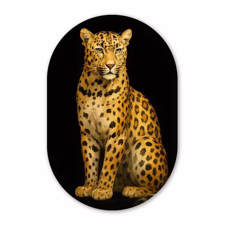 Panter - Realistisch - Bruin Wandcirkel Ovaal Forex klein -3d