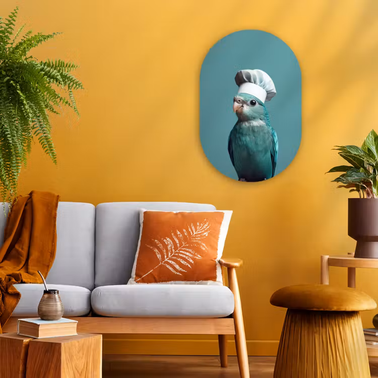 Parkiet - Vogel - Koksmuts - Cute Wandcirkel Ovaal Forex klein -sfeer4