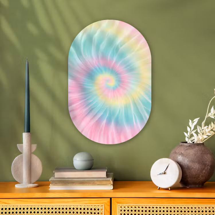 Pasteltinten - Tie dye - Roze Wandcirkel Ovaal Forex klein -sfeer2