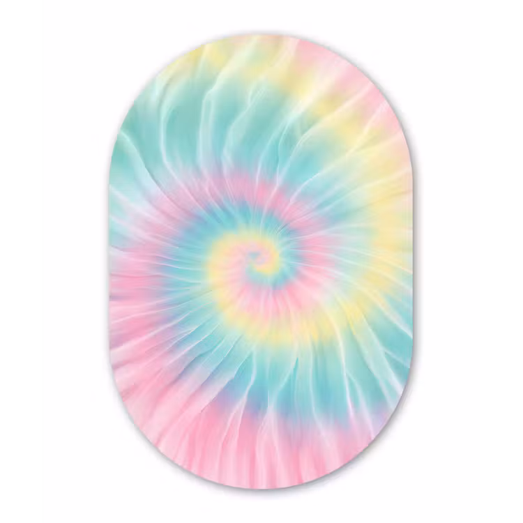 Pasteltinten - Tie dye - Roze Wandcirkel Ovaal Forex klein -3d