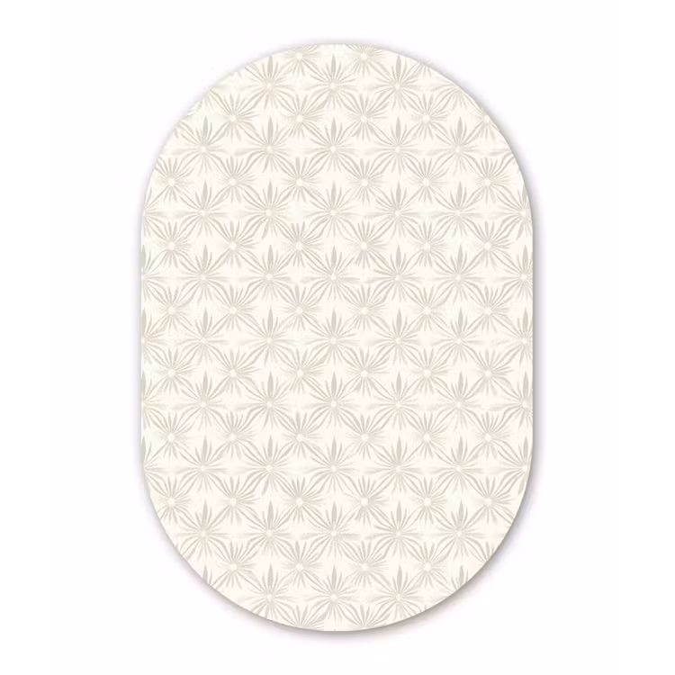 Patroon - Bloemen - Beige Wandcirkel Ovaal Forex klein 630 -3d