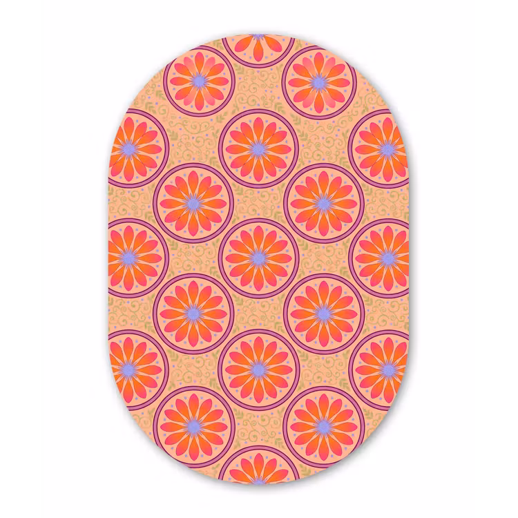 Patroon - Bloemen - Decoratief - Kleurrijk - Modern Wandcirkel Ovaal Forex klein -3d