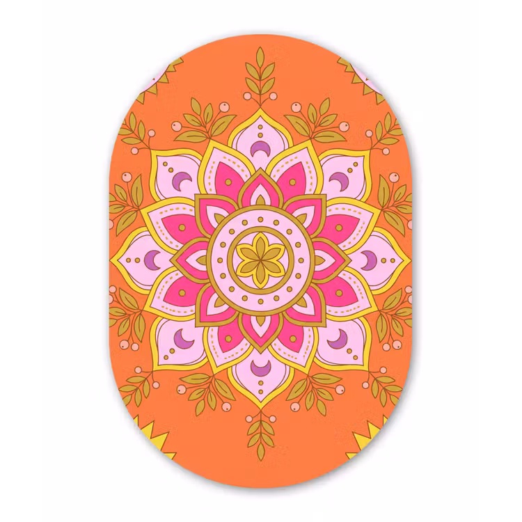 Patroon - Bloemmotief - Decoratie - Abstract - Roze Wandcirkel Ovaal Forex klein -3d