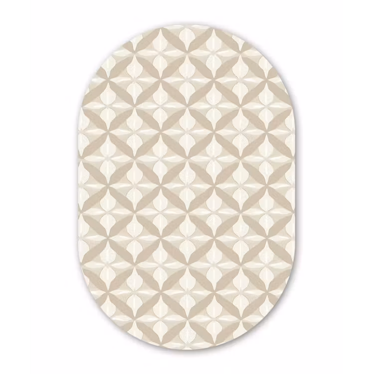 Patroon - Klassiek - Beige Wandcirkel Ovaal Forex klein 630 -3d
