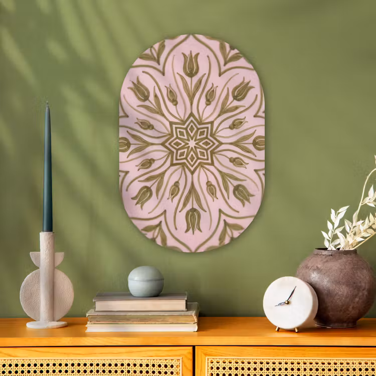 Patroon - Mandala - Decoratie - Abstract - Groen Wandcirkel Ovaal Forex klein -sfeer2