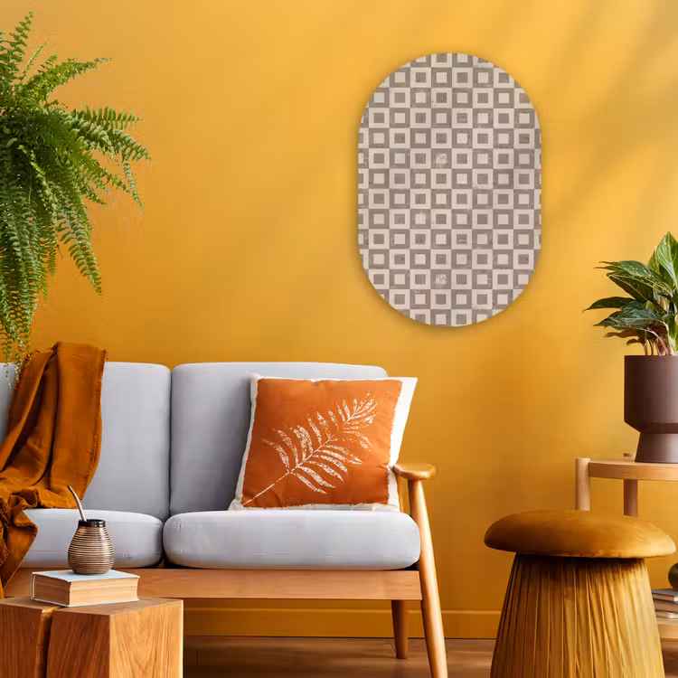 Patroon - Marmer - Beige Wandcirkel Ovaal Forex klein 630 -sfeer4
