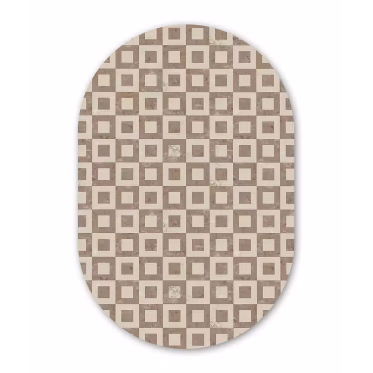 Patroon - Marmer - Beige Wandcirkel Ovaal Forex klein 630 -3d