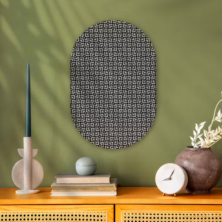 Patroon - Marmer - Zwart Wandcirkel Ovaal Forex klein 630 -sfeer2