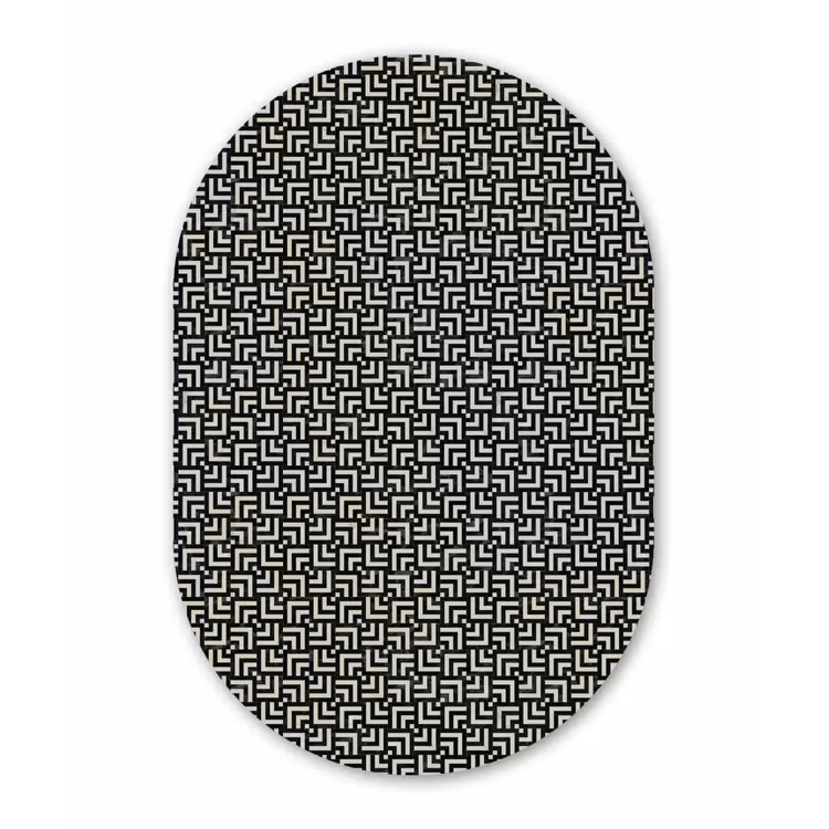 Patroon - Marmer - Zwart Wandcirkel Ovaal Forex klein 630 -3d